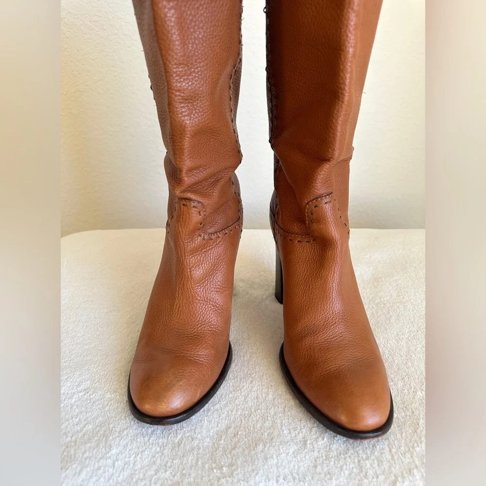 Tory Burch Wyatt Stovepipe Boot size 9.5 M brown‎ tall riding boots